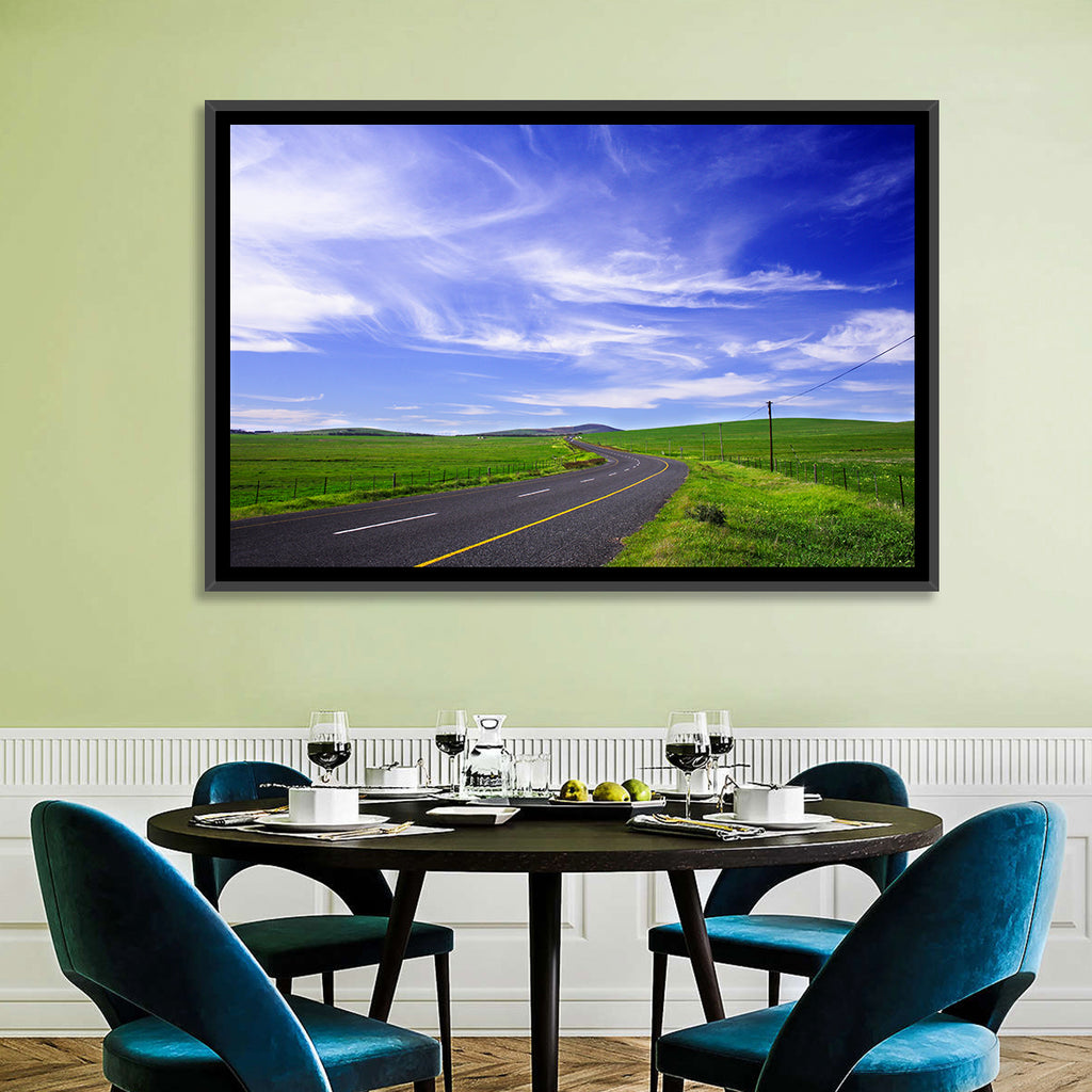 Winding Country Road in Green Fields Wall Art
