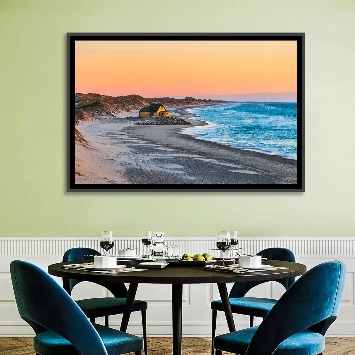 Gammel Skagen Beach House Wall Art in a room, landscape