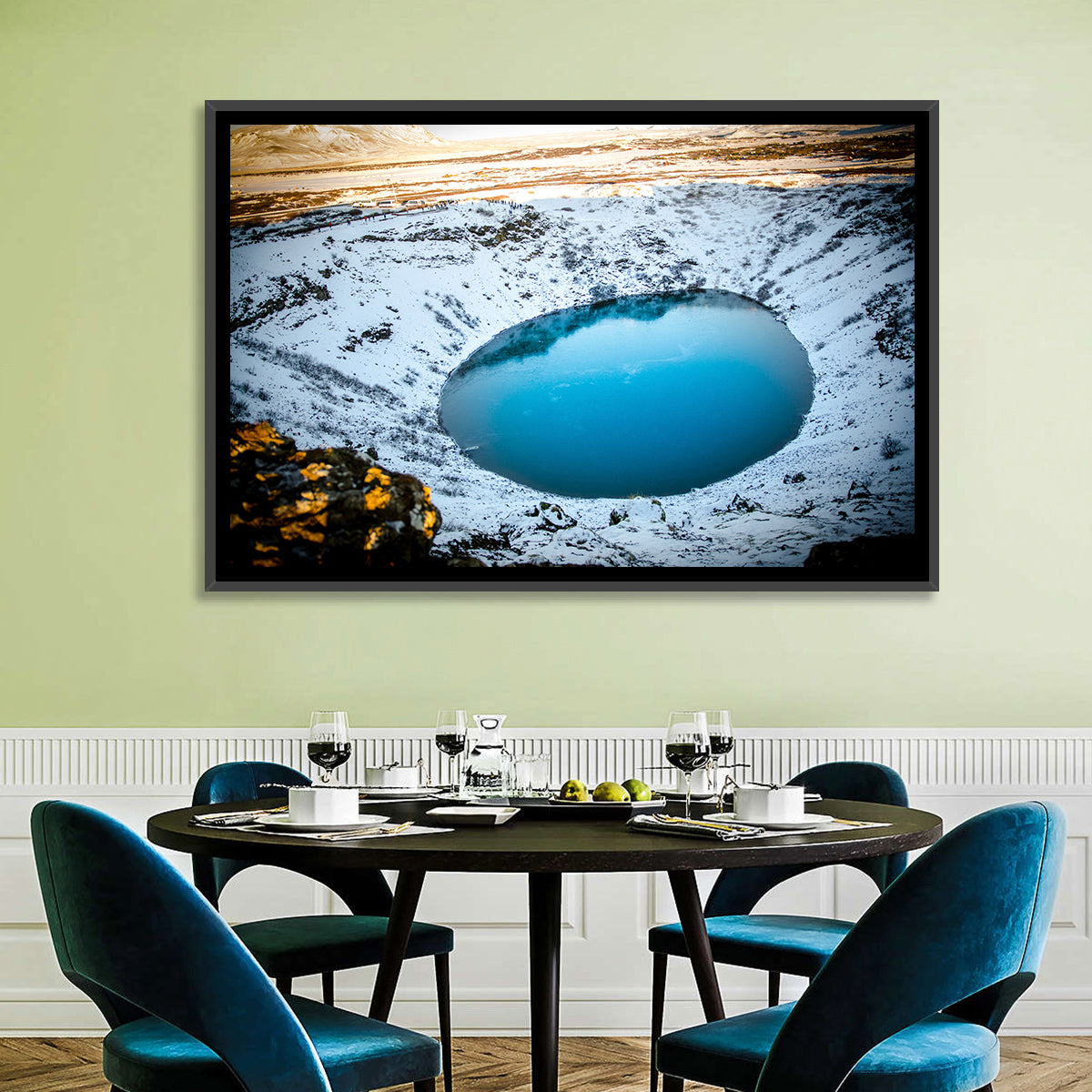 Kerid Crater Lake Wall Art in a room, landscape