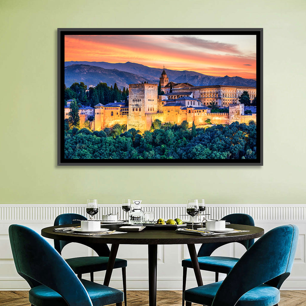 Alhambra Fortress at Golden Sunset Wall Art