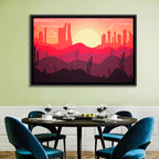 Sunset Desert Cacti Wall Art