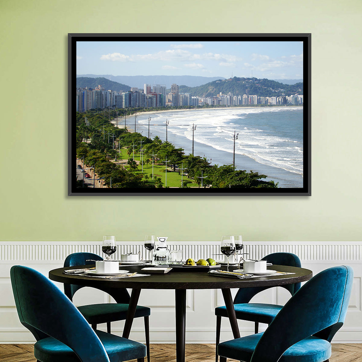 Santos Beach Promenade Wall Art in a room, landscape