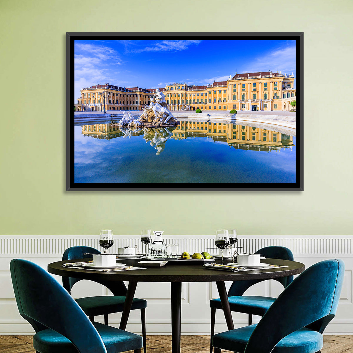 Schönbrunn Palace Fountain View Wall Art in a room, landscape