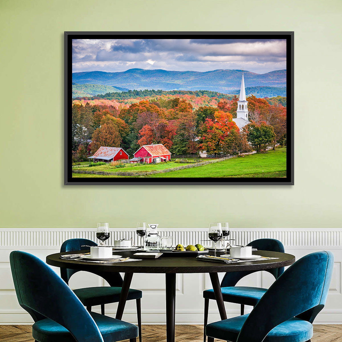 Peacham Autumn Pasture Wall Art in a room, landscape