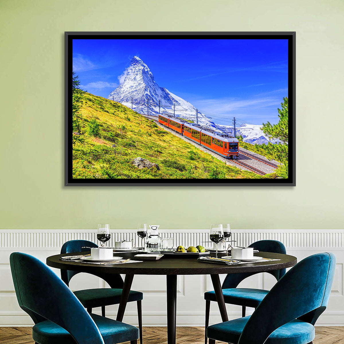 Gornergrat Train and Matterhorn Wall Art in a room, landscape