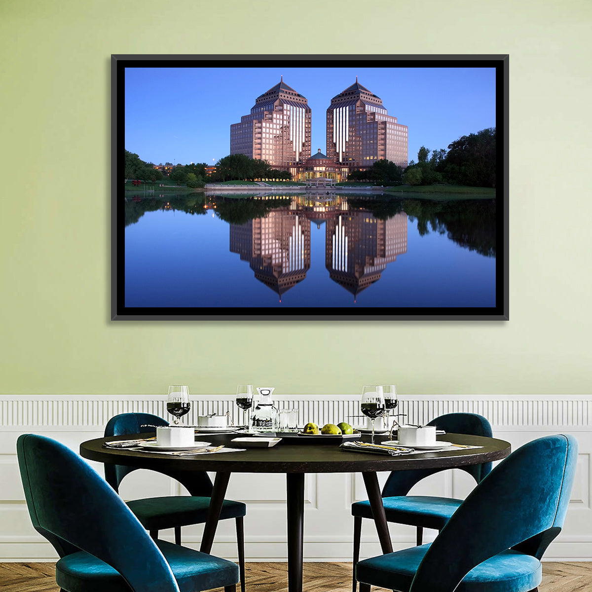 Carlson Towers at Dusk Wall Art in a room, landscape