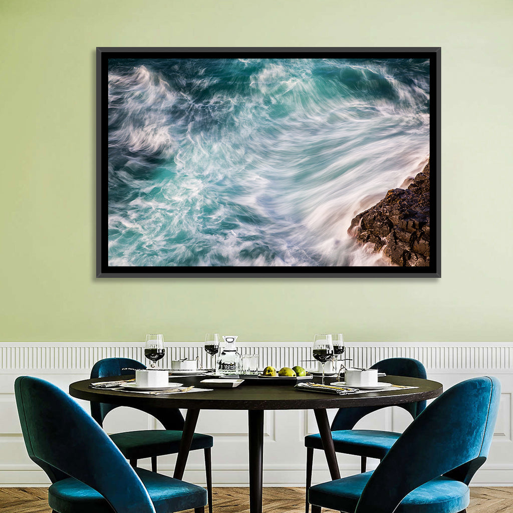 Silky Teal Ocean Waves Wall Art
