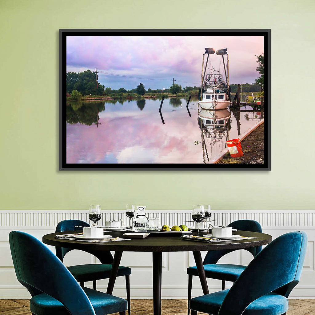 White Shrimp Boat on Louisiana Bayou Wall Art