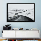 Winding Snow Road with Yellow Markers Wall Art