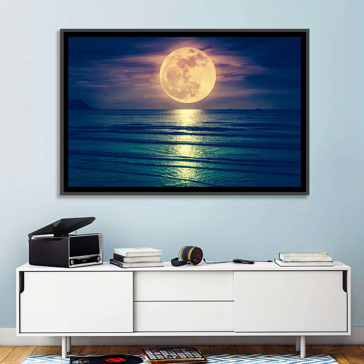 Super Moon Over Sea Wall Art