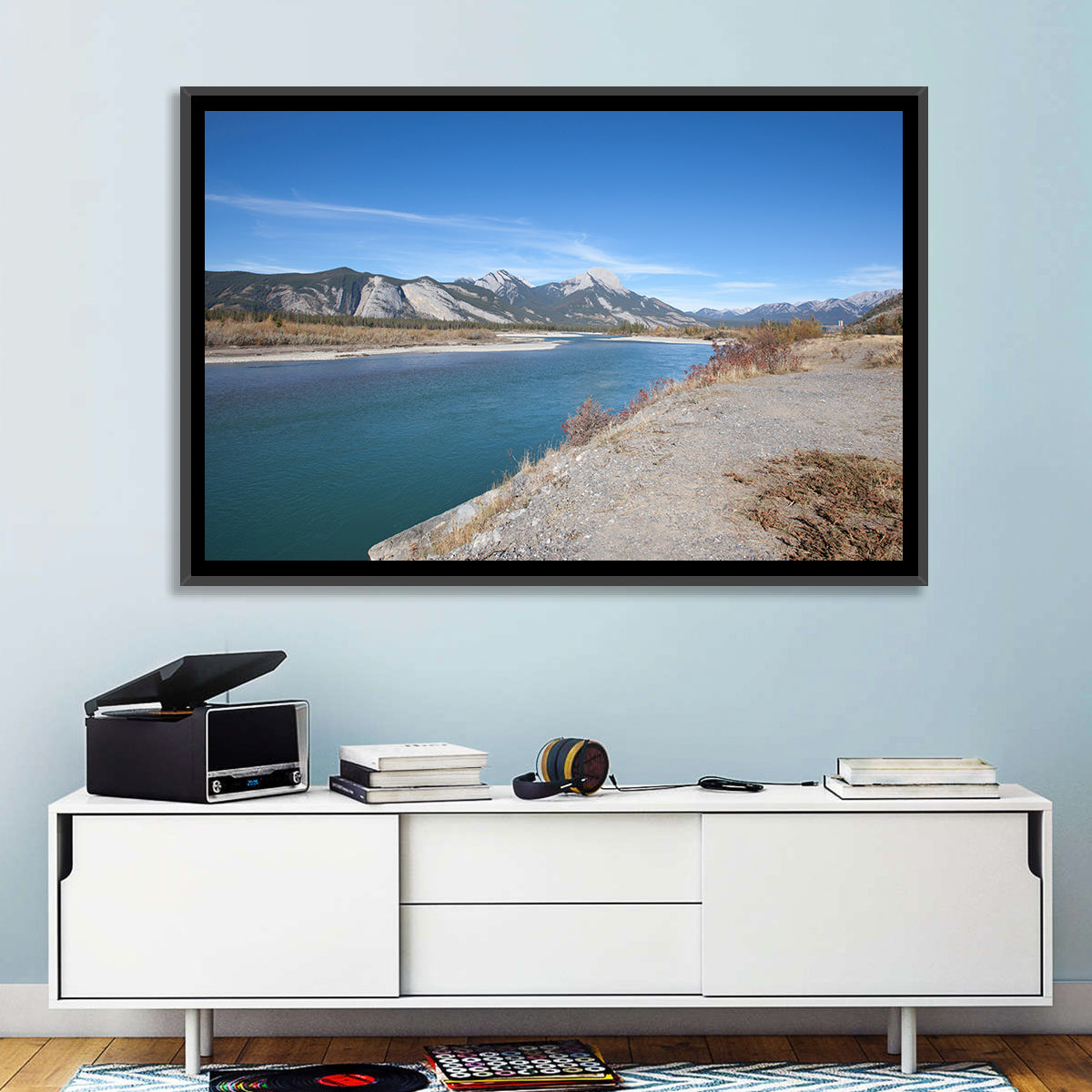 Mount Aeolus Over Athabasca Riverbank Wall Art
