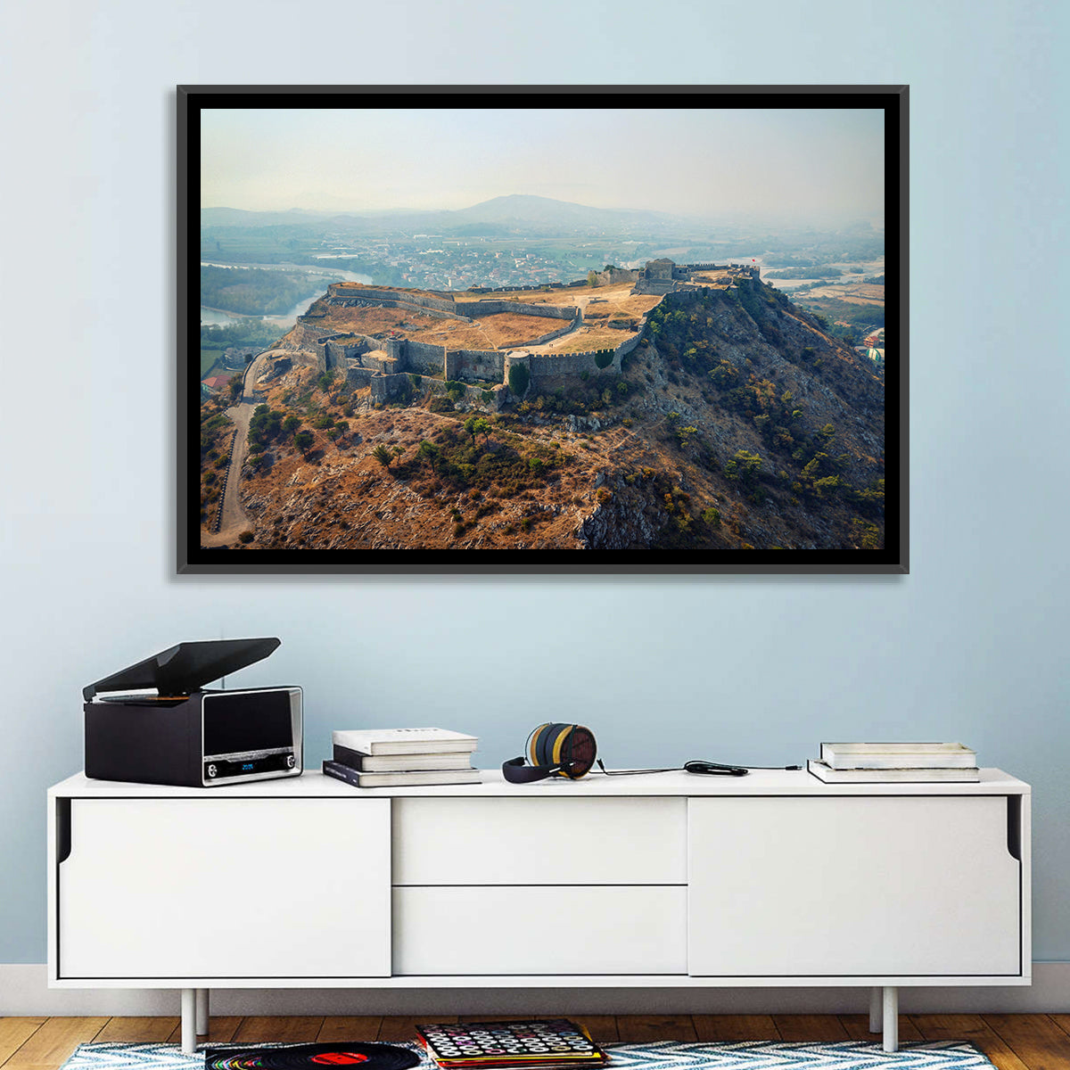 Rozafa Castle Aerial View Wall Art in a room, landscape