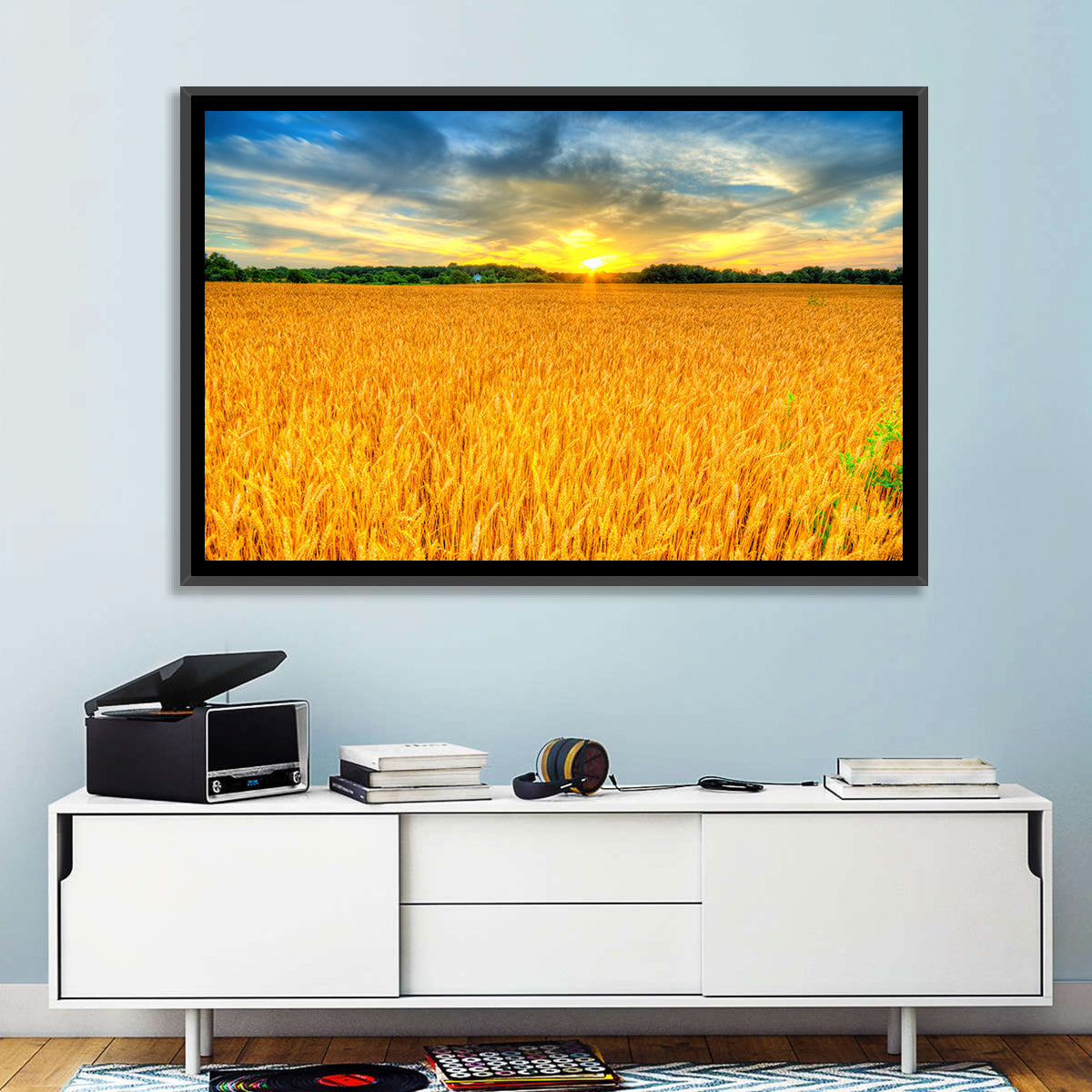 Wheat Field Sunset Wall Art