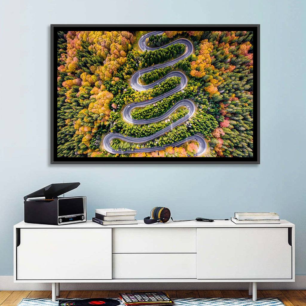 Autumn Winding Forest Road Wall Art