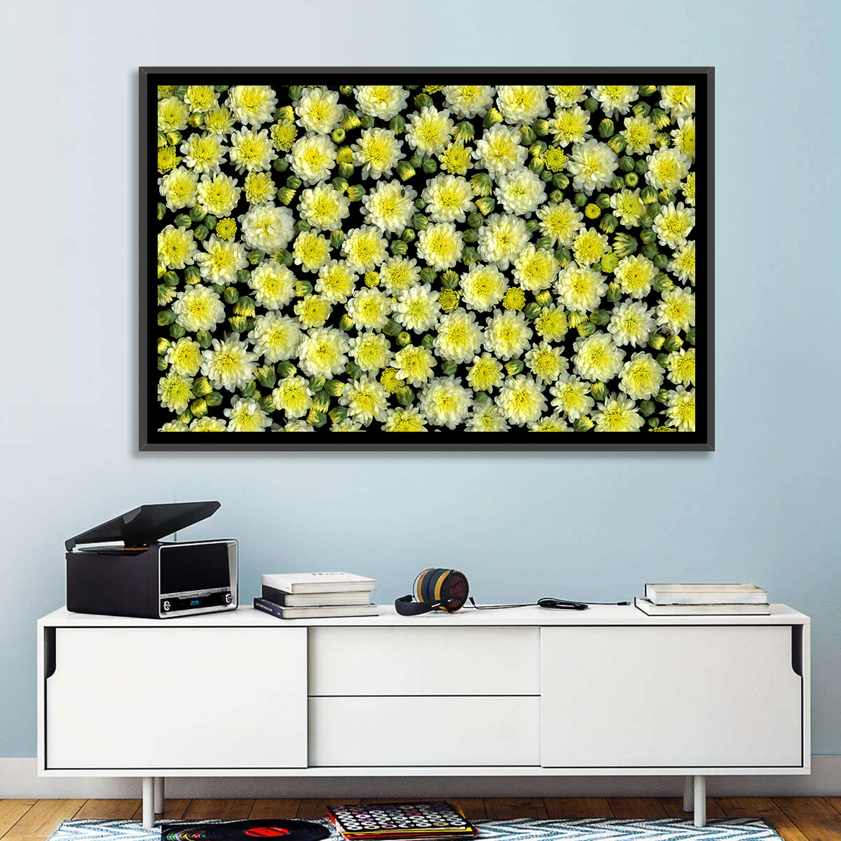 Yellow Chrysanthemum Bloom Pattern Wall Art