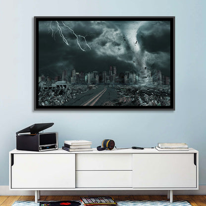 Tornado in Destroyed City Wall Art