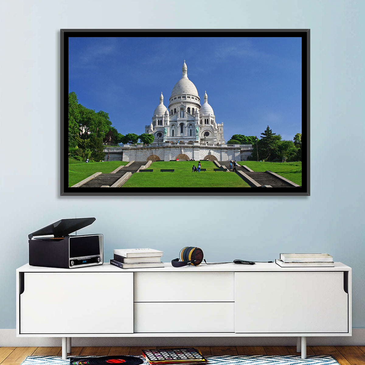 Sacre Coeur Basilica Steps, Paris Wall Art in a room, landscape