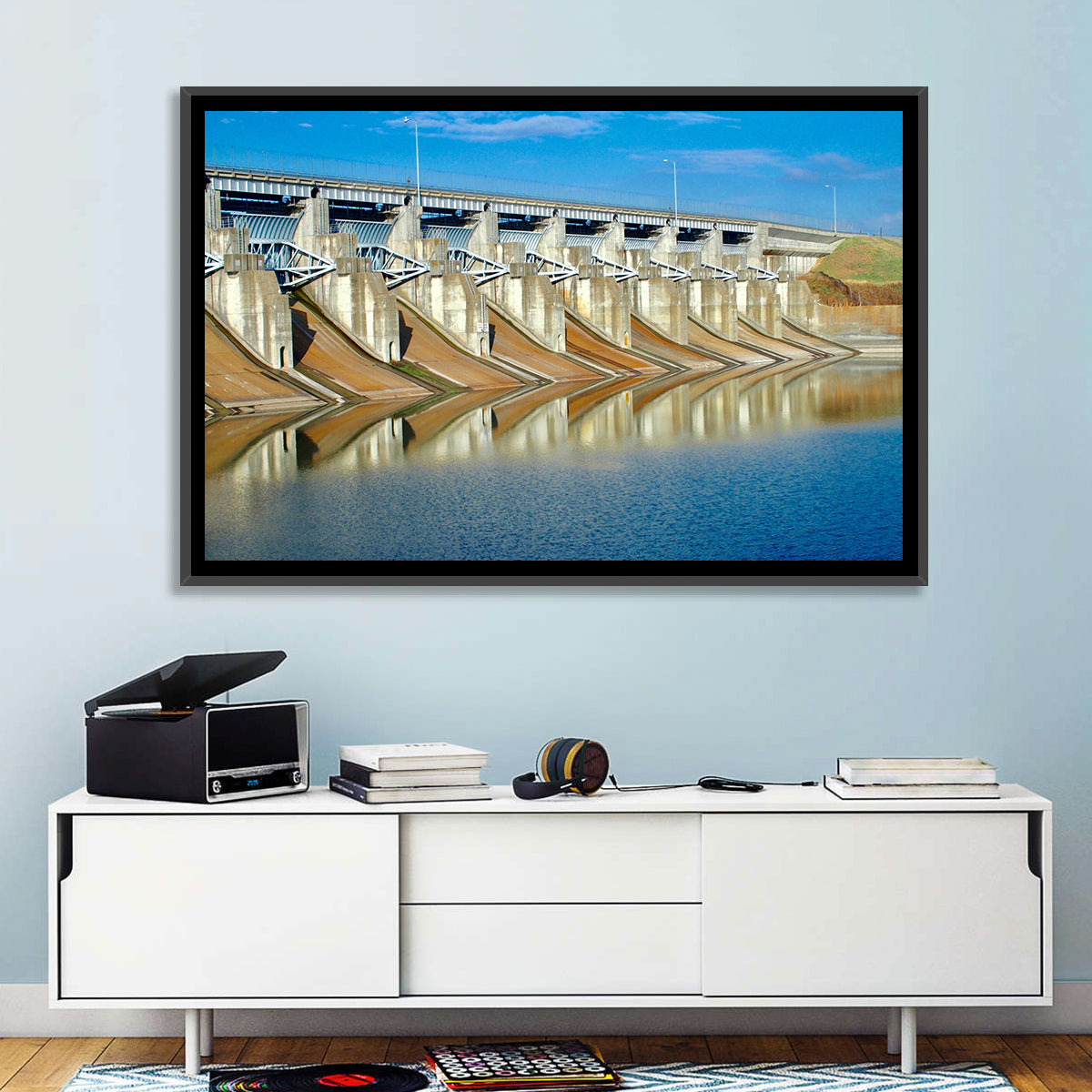 Lavon Dam Spillways Wall Art in a room, landscape