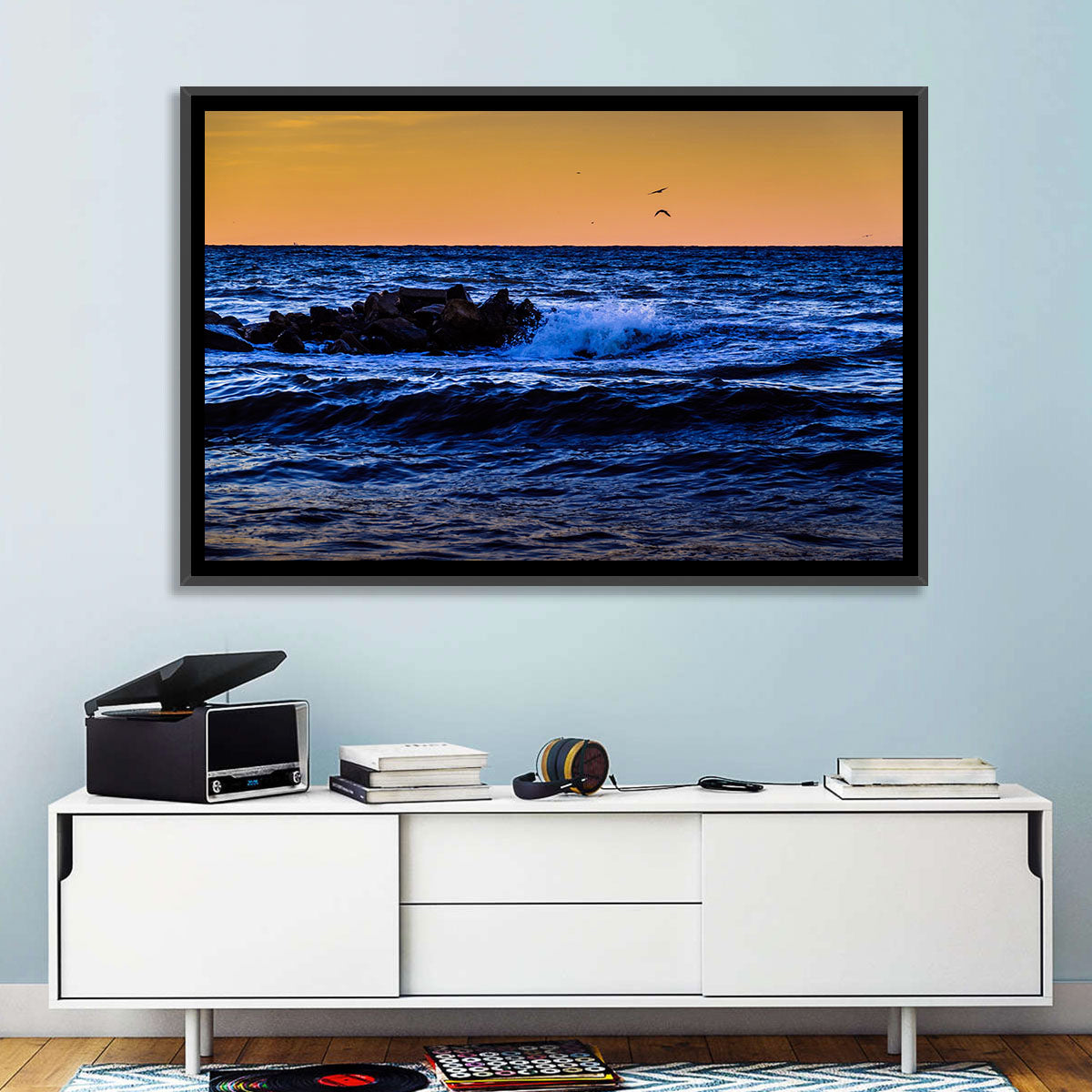 Marmara Sea Waves at Sunset Wall Art
