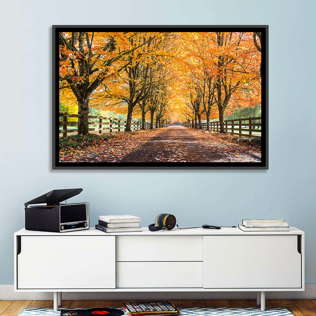 Maple Lane in Autumn Wall Art