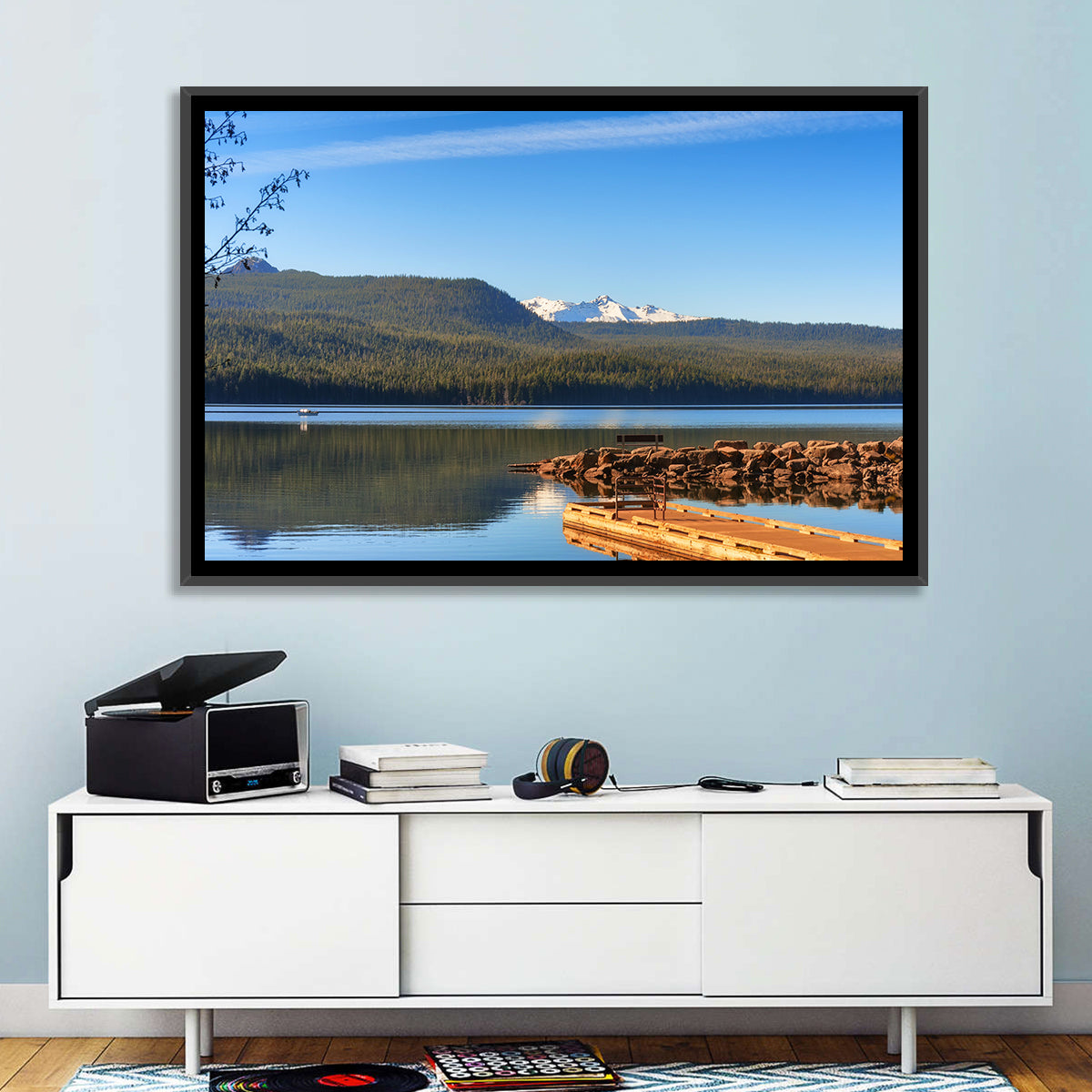 Odell Lake Pier Wall Art in a room, landscape