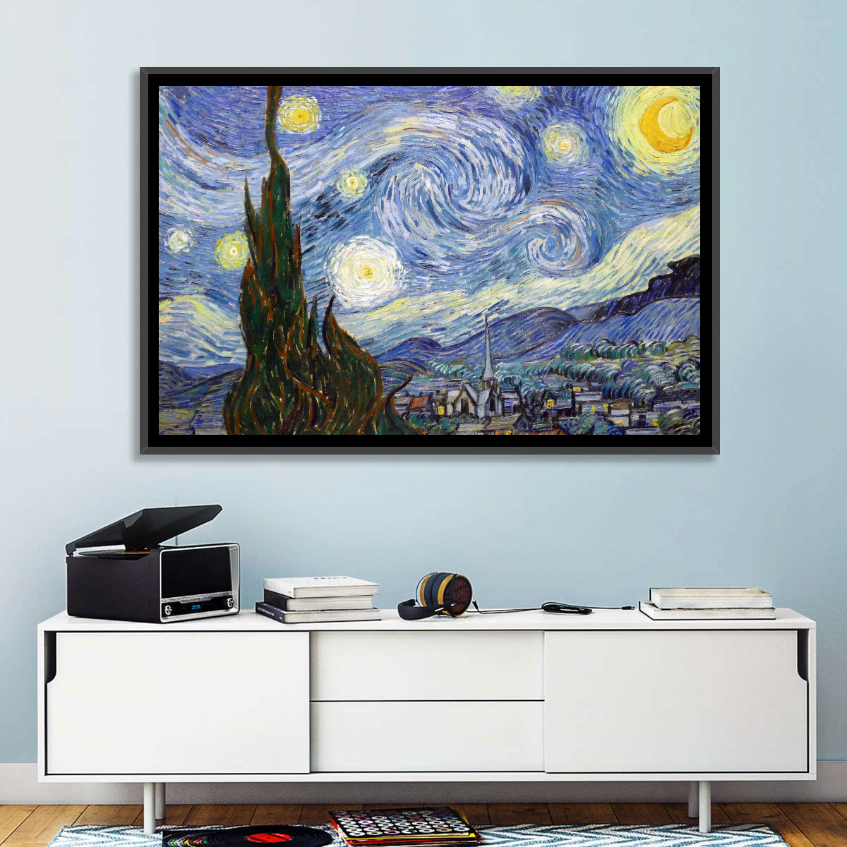Starry Night Over Saint-rémy Wall Art in a room, landscape