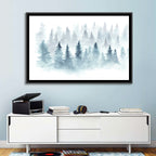 Misty Pine Forest Watercolor Wall Art