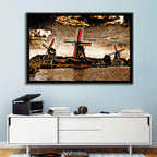Retro Windmills at Sunset Wall Art