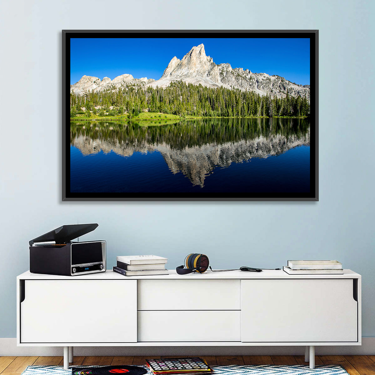 Sawtooth Peaks at Alice Lake Wall Art in a room, landscape