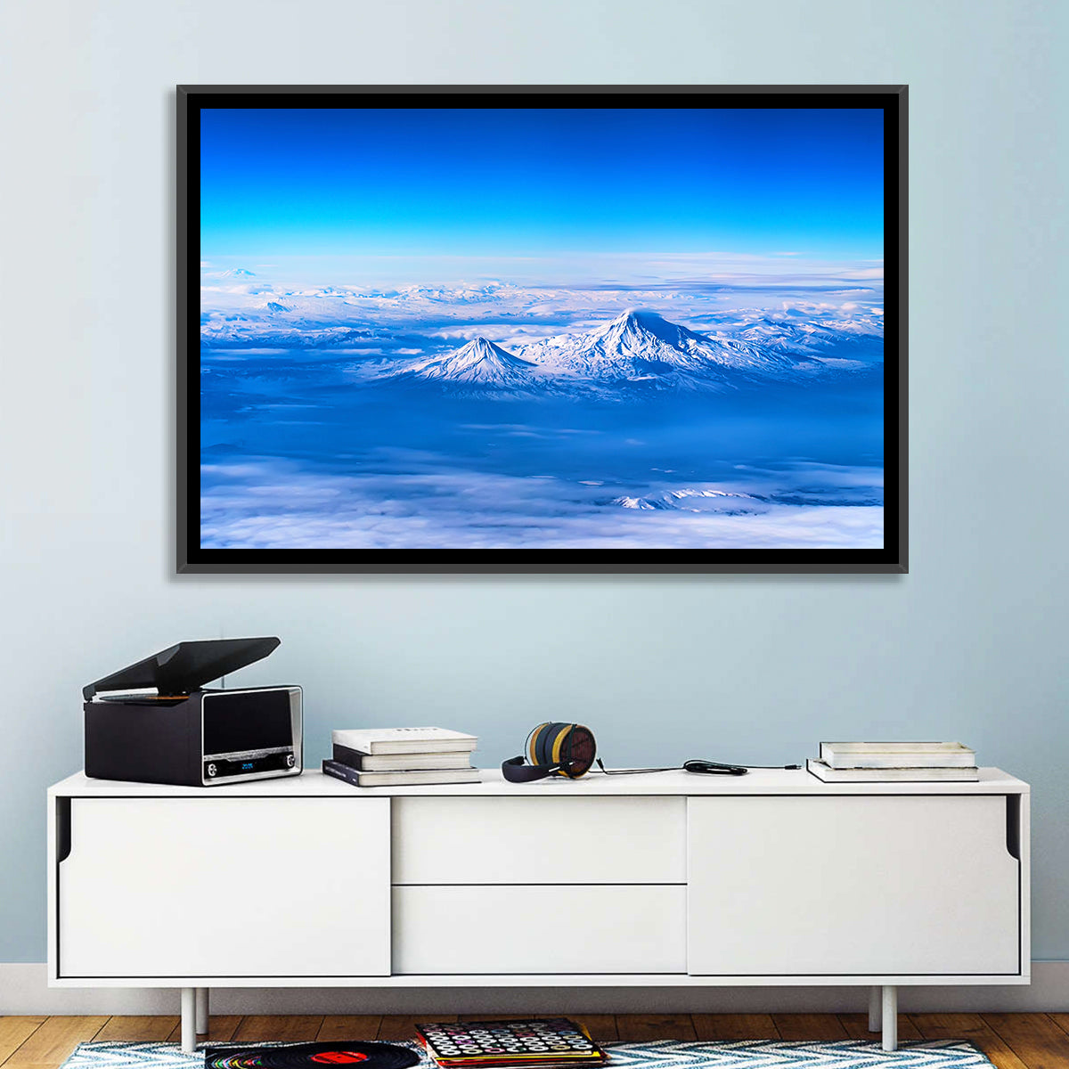 Mount Ararat Above Clouds Wall Art in a room, landscape