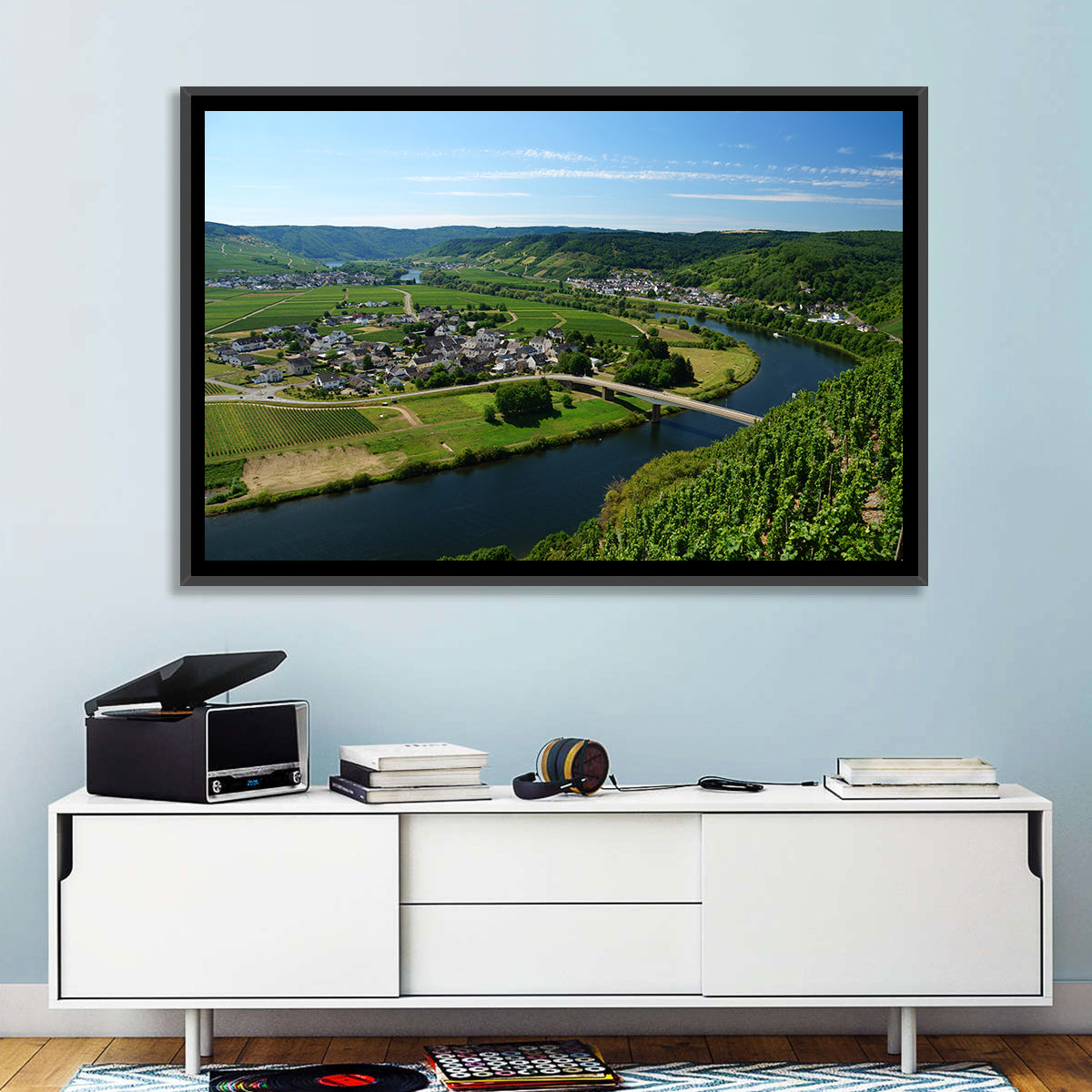 Piesport Moselle River View Wall Art in a room, landscape