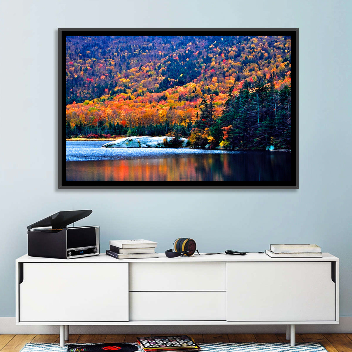 New Hampshire Fall Foliage Wall Art in a room, landscape