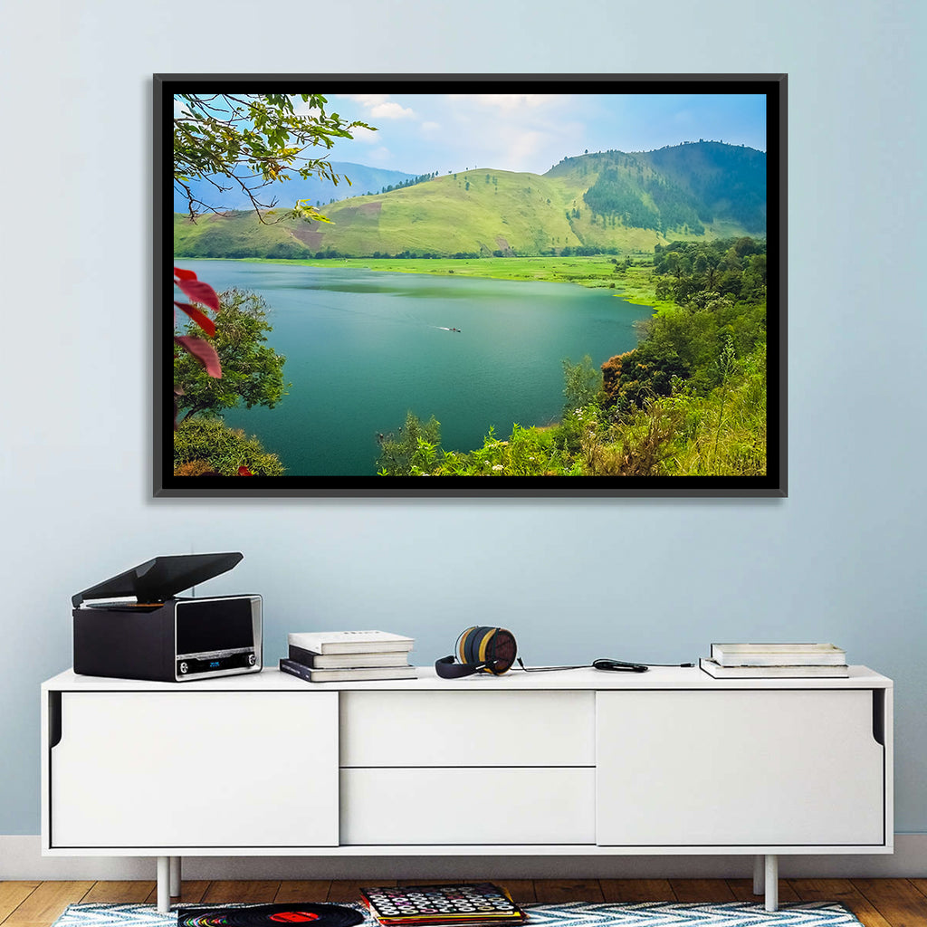 Lake Toba Boat and Hills Wall Art