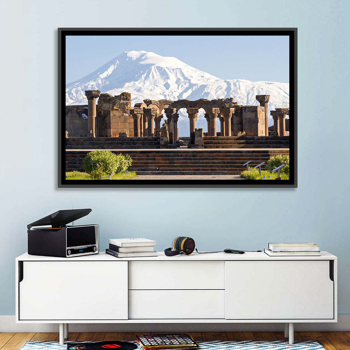 Zvartnots Cathedral and Mount Ararat Wall Art in a room, landscape