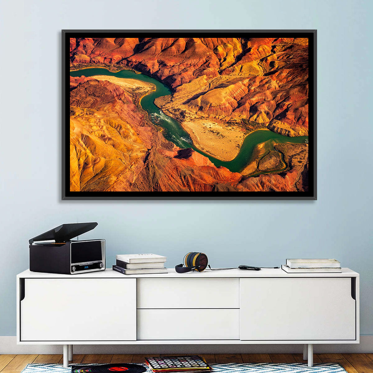 Aerial Colorado River Canyon Wall Art in a room, landscape