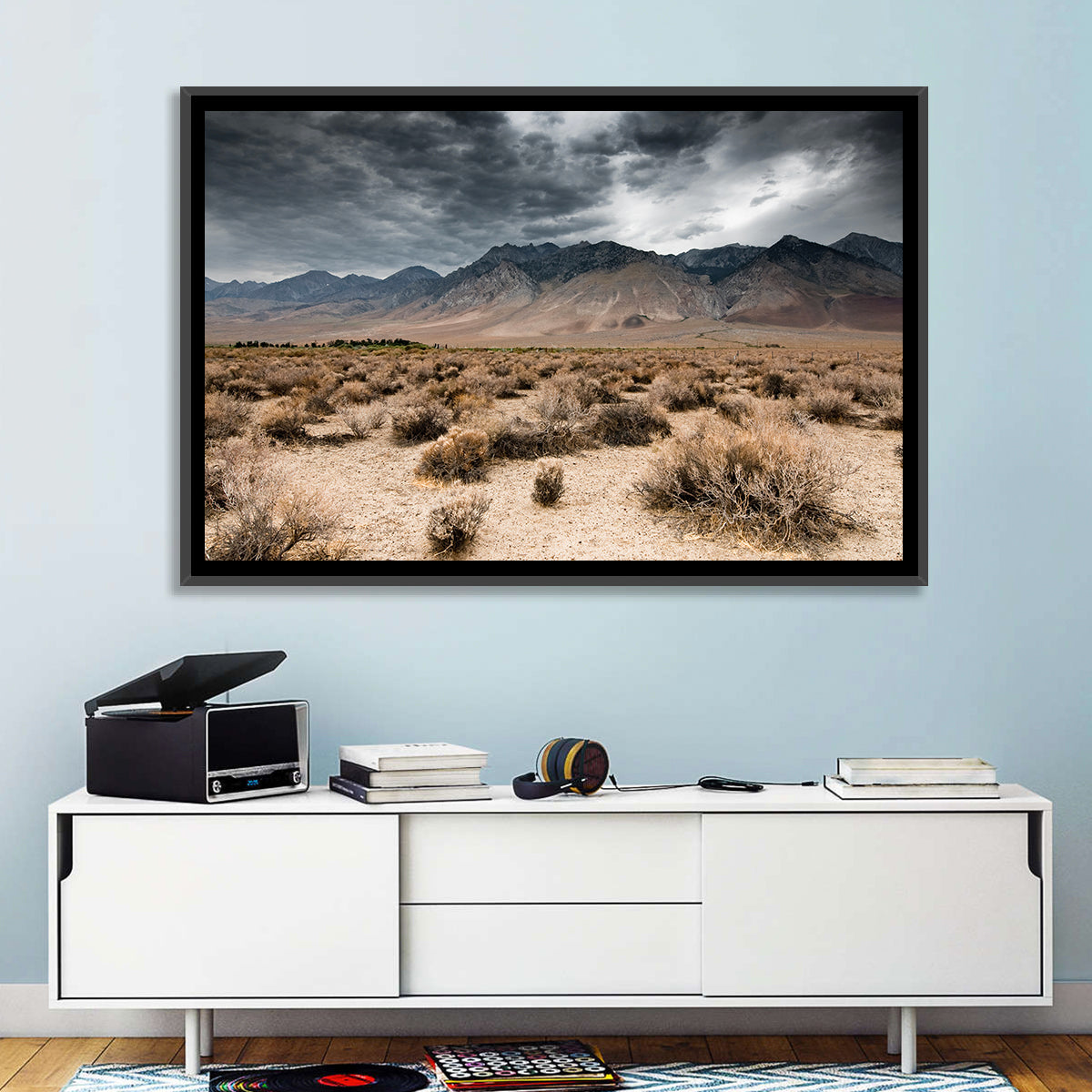 Storm Over Death Valley Wall Art in a room, landscape