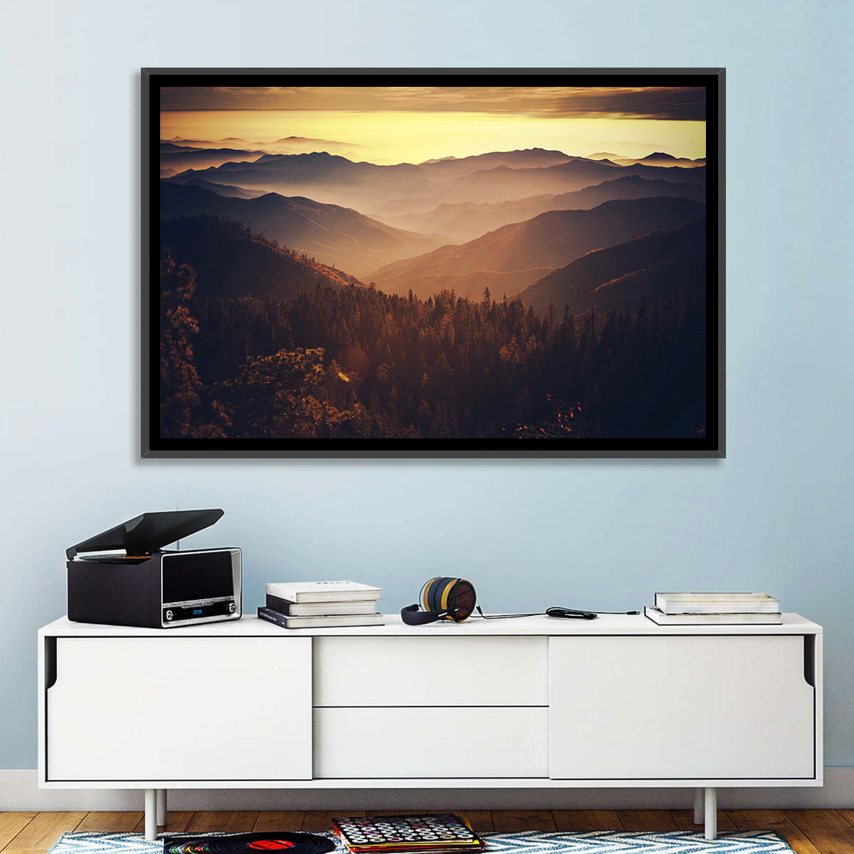 Sierra Nevada Mountains Wall Art in a room, landscape