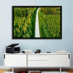 Blue Car on Forest Road Wall Art