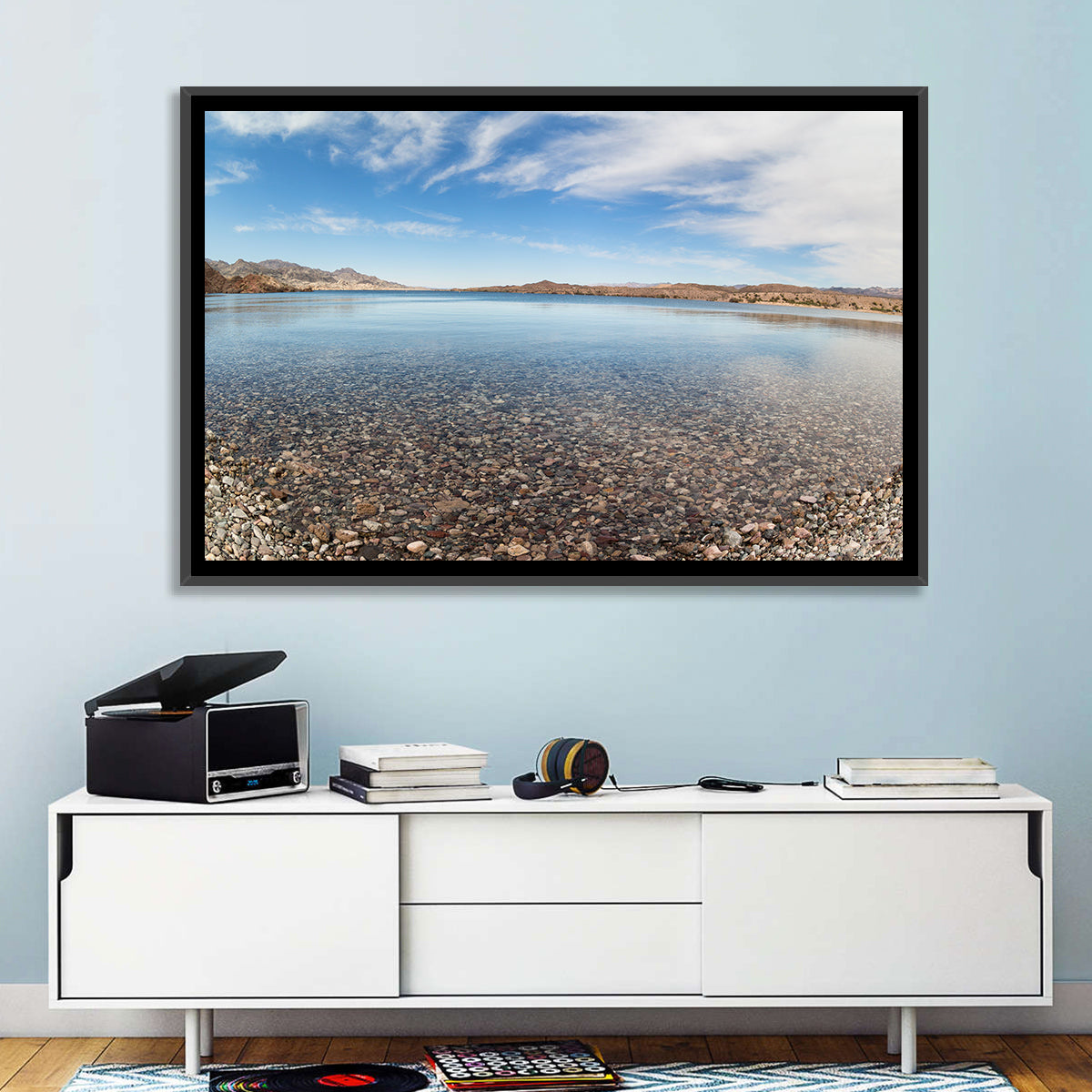 Lake Mohave Shoreline Wall Art in a room, landscape