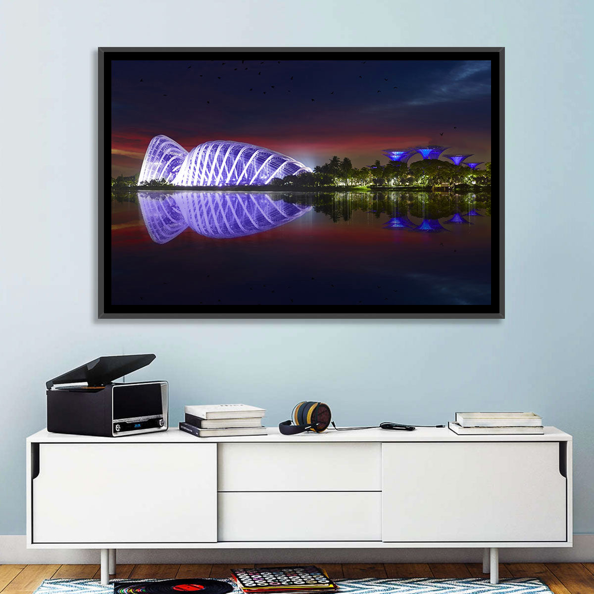 Gardens by the Bay Night Reflection Wall Art