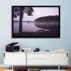 Misty Lake with Bench Wall Art