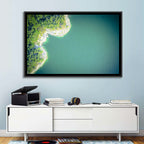 L-shaped Coastline Over Teal Lake Wall Art