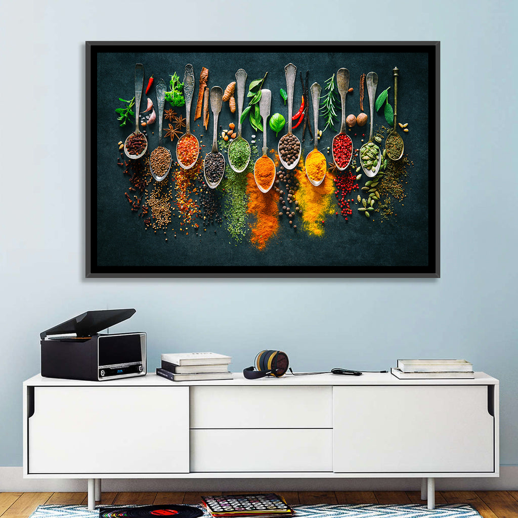 Assorted Spices and Spoons Wall Art