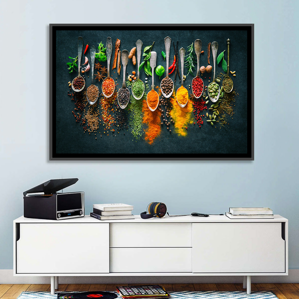 Assorted Spices and Spoons Wall Art in a room, landscape