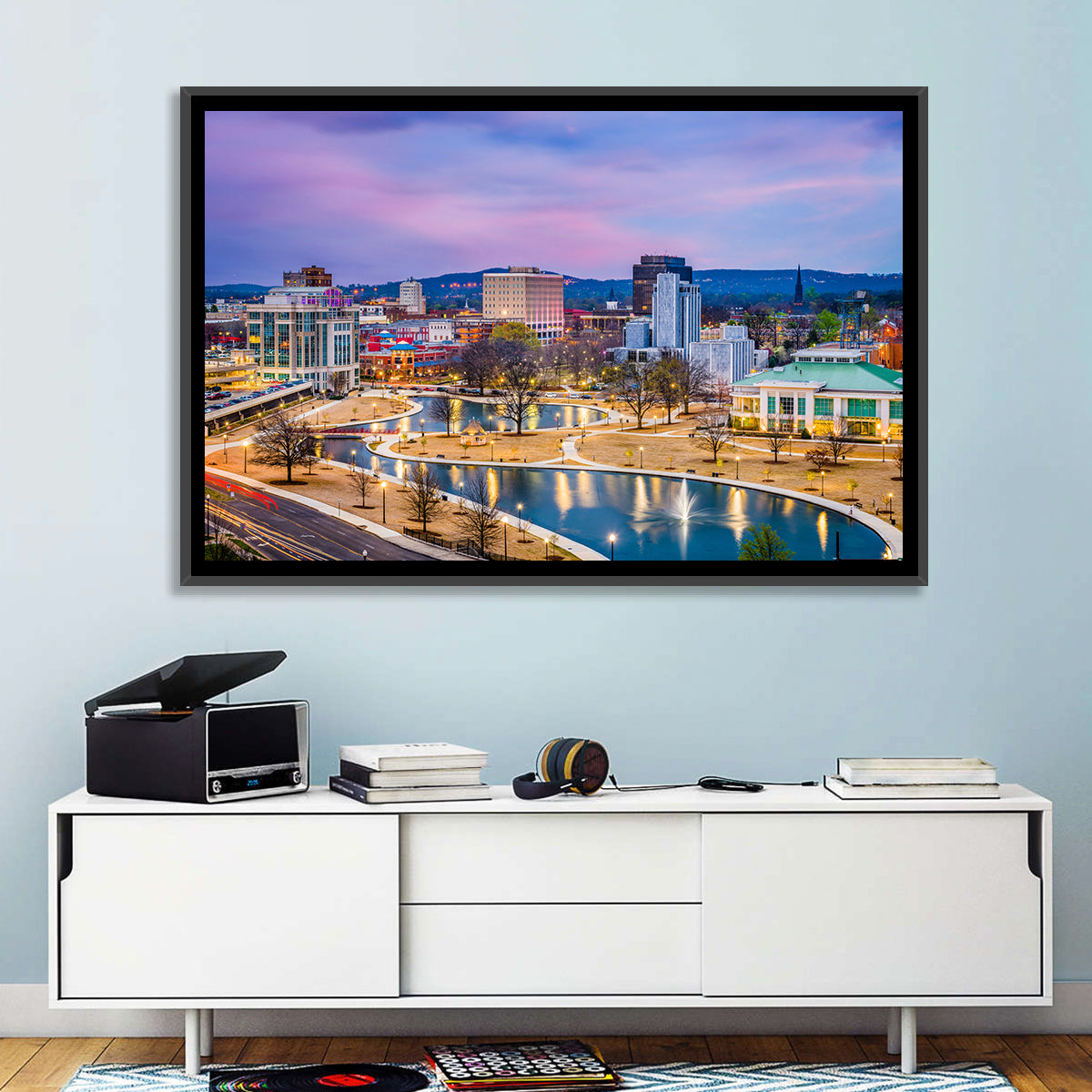 Huntsville Twilight at Big Spring Park Wall Art in a room, landscape