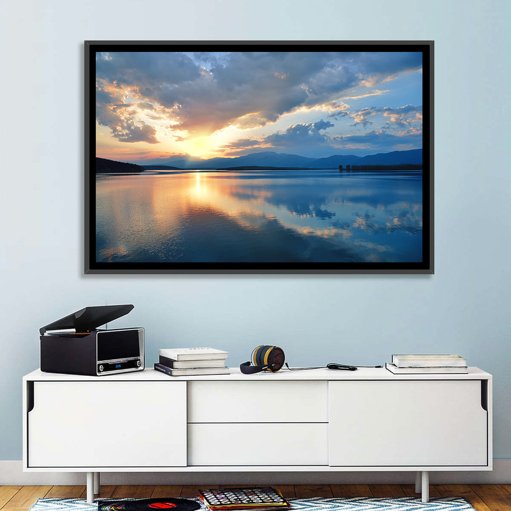 Golden Hour Lake Reflection Wall Art
