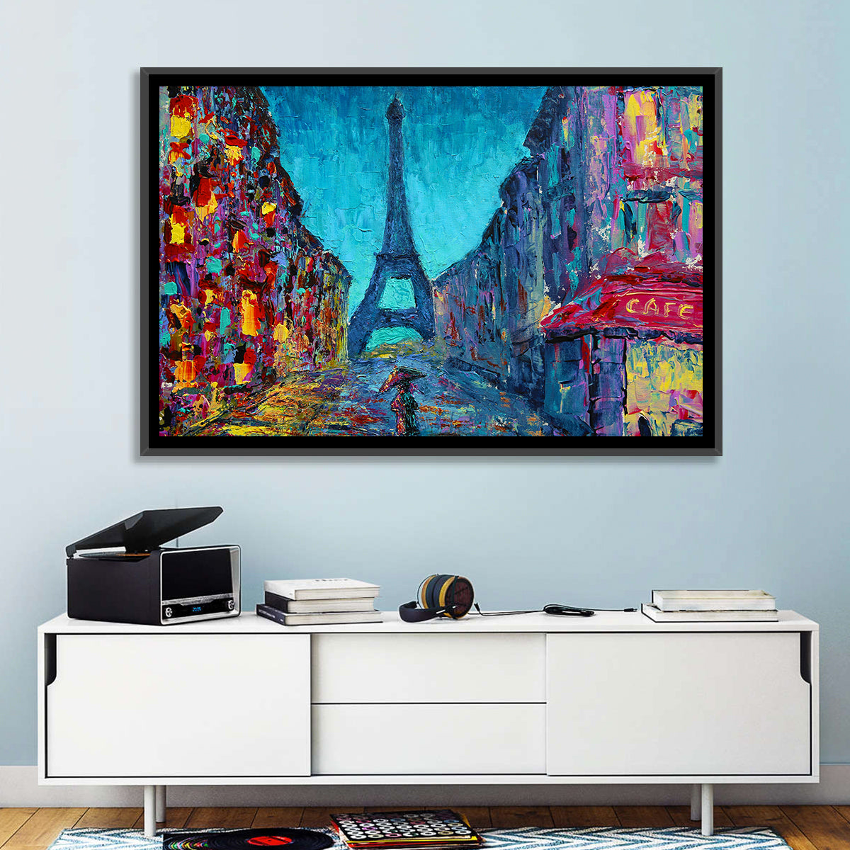 Rainy Paris Street with Eiffel Tower Wall Art