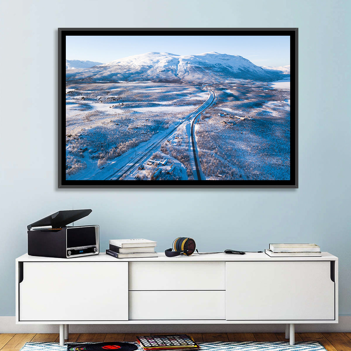 Snowy Valley with Parallel Tracks Wall Art