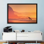 Surfer Silhouette at Golden Sunset Wall Art