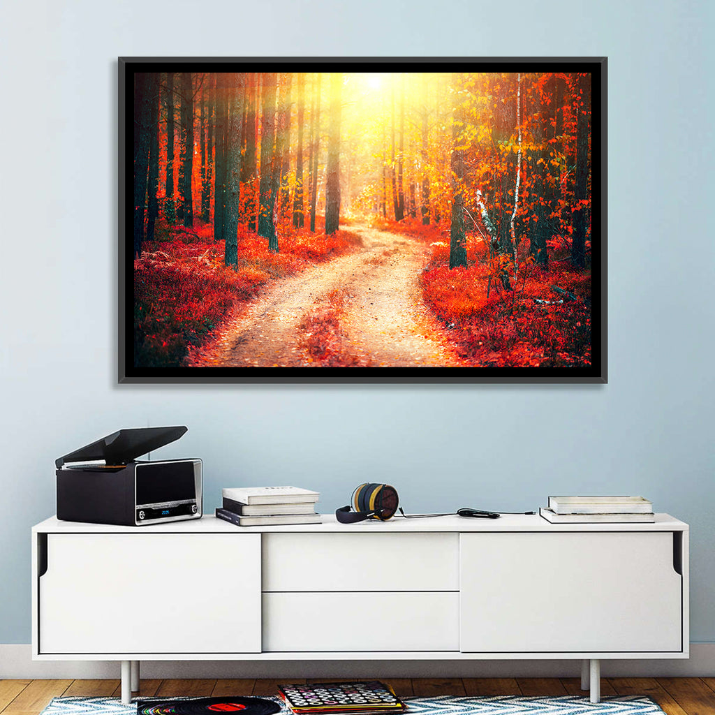 Golden Path Through Autumn Woods Wall Art